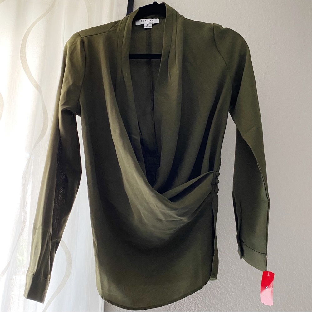 Olive Drape Front Blouse